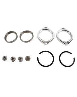 Harley Exhaust Flange Gasket Kit With Chrome Finish On Flanges And Acorn Nuts