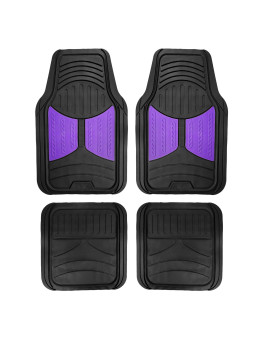 FH Group Automotive Floor Mats Purple Climaproof for All Weather Protection Universal Fit Heavy Duty Rubber fits Most Cars, SUVs, and Trucks, Full Set Trim to Fit Purple