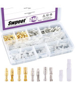 Swpeet 240Pcs Bullet Connectors Kit 39Mm Brass Bullet Male Female Wire Terminals Connector With Insulation Cover For Motorcy