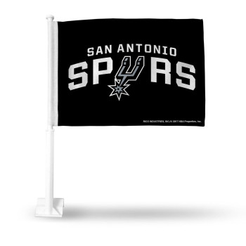 San Antonio Spurs Flag Car Style Black With White Pole Special Order