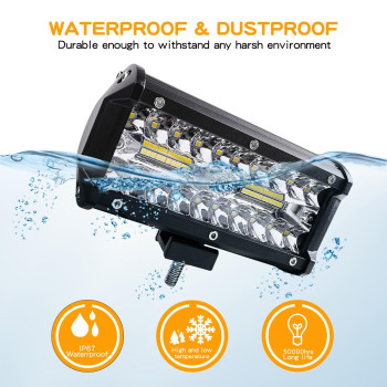 Zmoon 7Inch 2Pcs Led Light Bar 240W 24000Lm Led Fog Driving Lights Offroad Lights With Spotflood Combo Beam Waterproof Diecas