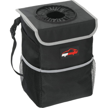 Epauto Waterproof Car Trash Can With Lid And Storage Pockets Black