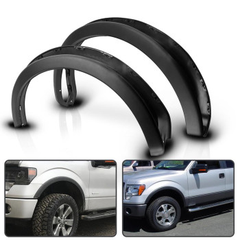 Ikon Motorsports Fender Flares Compatible With 20092014 Ford F150 Not Fit Platium Raptor Factory Style Unpainted Black 4P