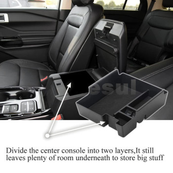 Vesul Center Console Armrest Storage Box Compatible With Ford Explorer 2012 2013 2014 2015 2016 2017 2018 2019 Abs Tray Insert O