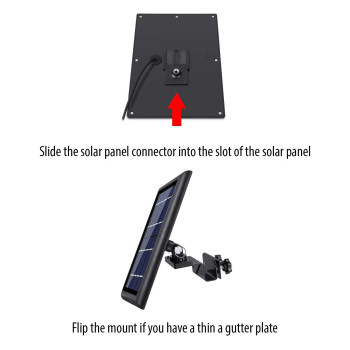 Wasserstein Gutter Mount For Solar Panel Compatible With Ring Arlo Blink Reolink Cams 1 Pack Black Not Compatible With Ri