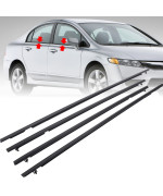 Motorfansclub 4Pcs Weatherstrip Window Sealing Fit For Honda Civic 2006 2007 2008 2009 2010 2011 Door Outside Sealing Strip Bla