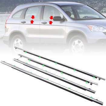 Motorfansclub 4Pcs Weatherstrip Window Sealing Fit For Honda Crv Crv 2007 2008 2009 2010 2011 Car Window Sealing Strip Chrome D