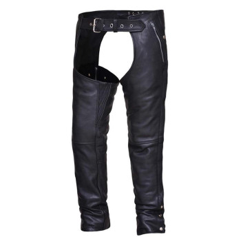 Unisex Naked Leather 4-Pocket Motorcycle Chaps,Black,Size - Xl