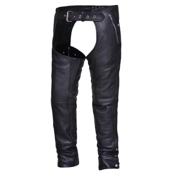 Unisex Naked Leather 4-Pocket Motorcycle Chaps,Black,Size - Xl