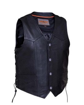 Men'S Ultra Snap Front Motorcycle Vest With Side Laces,Black,Size - 3Xl