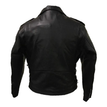 Men'S Traditional Premium Motorcycle Jacket With Side Laces,Black,Size - 54