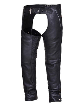 Unisex Naked Leather 4-Pocket Motorcycle Chaps,Black,Size - Medium