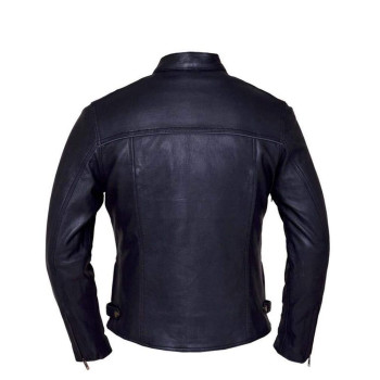 Men'S Premium Lightweight Motorcycle Leather Jacket,Black,Size - 2Xl