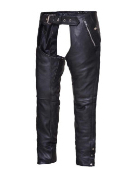 Unisex 4-Pocket Motorcycle Chaps With Snap Out Lliner,Black,Size - Small