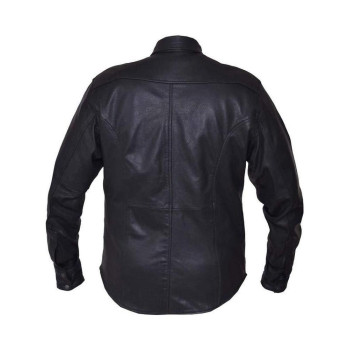 Men'S Premium Lightweight Leather Motorcycle Shirt,Black,Size - Medium