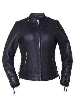 Ladies Ultra Motorcycle Leather Jacket,Black,Size - Xl