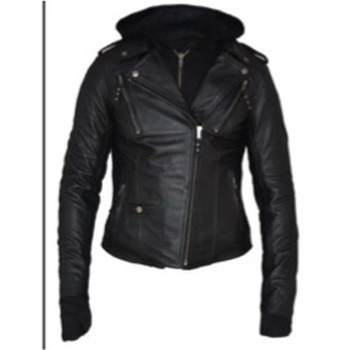 Ladies Derringer 3-In-1 Lambskin Hoody Motorcycle Jacket