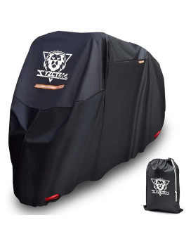 Xyzctem Black Motorcycle Cover Waterproof Outdoor Storage Bag Fits Up To 108 Motors Made Of Heavy Duty Material Compatible W