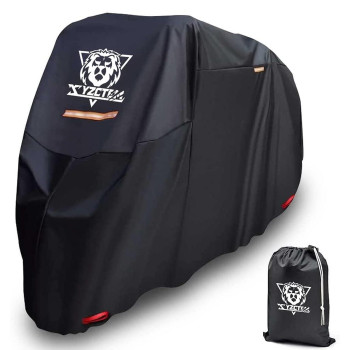 Xyzctem Black Motorcycle Cover Waterproof Outdoor Storage Bag Fits Up To 108 Motors Made Of Heavy Duty Material Compatible W