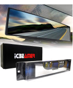 ICBEAMER 9.4 240mm Easy Clip on Universal Fit Wide Angle Panoramic Auto Interior Rearview Mirror Flat Clear Surface