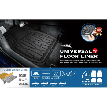 3D UNIVERSAL MAT 777-1 4 PCS/SET KAGU SIZE: M FRONT:L26xW19 REAR:L19x19 BLACK