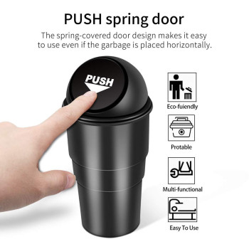 Yiovvom Car Garbage Can With Lid Leakproof Vehicle Automotive Cup Holder Car Trash Can Small Trash Bin For Automotive Office H