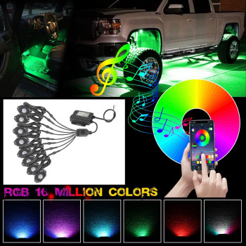 Rgb Rock Light Kits Offroadtown Rgb Led Rock Lights With 8 Pods Lights Neon Trail Rig Lights Underglow Pickup Tundra Dodge Gmc