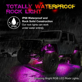 Rgb Rock Light Kits Offroadtown Rgb Led Rock Lights With 8 Pods Lights Neon Trail Rig Lights Underglow Pickup Tundra Dodge Gmc