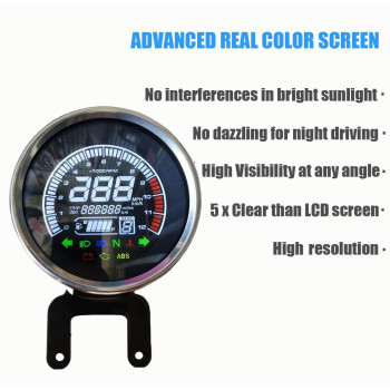 Bluerice Real Color Digital Motorcycle Speedometer Led Universal Speedometer Odometer Motorcycle Gauge Water Temperature Gauge 2