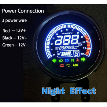 Bluerice Real Color Digital Motorcycle Speedometer Led Universal Speedometer Odometer Motorcycle Gauge Water Temperature Gauge 2