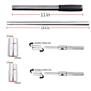 Xergur 23 Universal Extended Lug Wrench 4 Way Tire Iron Nut Wrench Set With Storage Bag And Standard Sockets 17Mm19Mm 21Mm