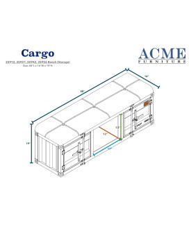AcME cargo Bench (Storage), gray Fabric & White 35912(D0102H7c2Q2)