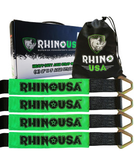 Rhino Usa Axle Tie Down Straps Lab Inspected 11 128Lb Break Strength Heavy Duty Protective Sleeves D Rings To Ensure Peac