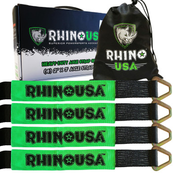 Rhino Usa Axle Tie Down Straps Lab Inspected 11 128Lb Break Strength Heavy Duty Protective Sleeves D Rings To Ensure Peac