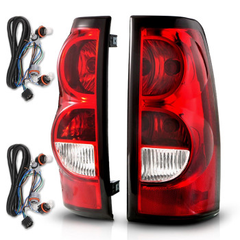 Amerilite For 20032006 Chevy Silverado Oe Style Ruby Red Replacement Taillights Rear Brake Lamp Set With Incandescent Bulbs And