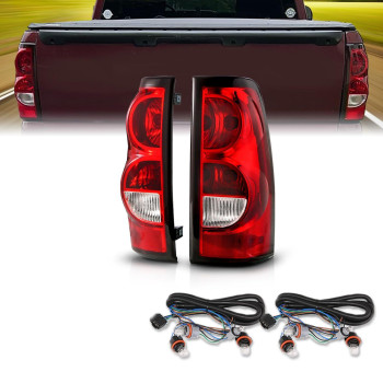 Amerilite For 20032006 Chevy Silverado Oe Style Ruby Red Replacement Taillights Rear Brake Lamp Set With Incandescent Bulbs And