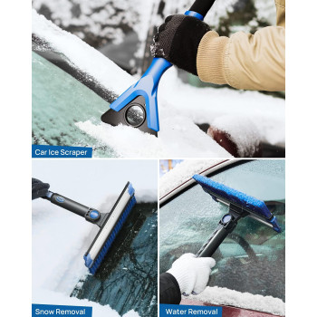 Joytutus 47 Car Snow Brush 4 In 1 Extendable Auto Car Snow Removal Broom Brush With Squeegee 270 Foam Grip Car Retractable