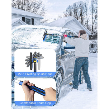 Seg Direct 39 Extendable Snow Brush With Squeegee Ice Scraper Telescoping Foam Grip For Car Truck Suv Mpv Light Weight Antifr