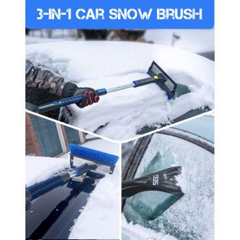 Seg Direct 39 Extendable Snow Brush With Squeegee Ice Scraper Telescoping Foam Grip For Car Truck Suv Mpv Light Weight Antifr