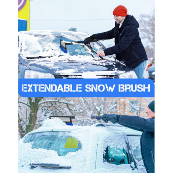 Seg Direct 39 Extendable Snow Brush With Squeegee Ice Scraper Telescoping Foam Grip For Car Truck Suv Mpv Light Weight Antifr