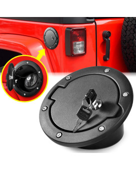 Aukmak Fuel Filler Door Locking Gas Tank Cap Cover for Jeep Wrangler Accessories 2007-2018 JK Unlimited Rubicon Sahara