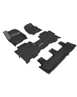 3D Maxpider Custom Fit Kagu Floor Mat (Black) For 2018-2023 Lincoln Navigator - 1St Row 2Nd Row 3Rd Row