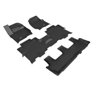 3D Maxpider Custom Fit Kagu Floor Mat (Black) For 2018-2023 Lincoln Navigator - 1St Row 2Nd Row 3Rd Row