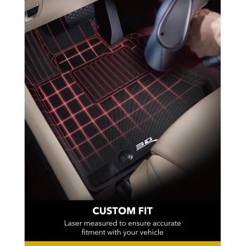 3D Maxpider Custom Fit Kagu Floor Mat (Black) For 2018-2023 Lincoln Navigator - 1St Row 2Nd Row 3Rd Row