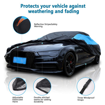 Mornyray Waterproof Car Cover All Weather Snowproof Uv Protection Windproof Outdoor Full Car Cover Universal Fit For Sedan Fit