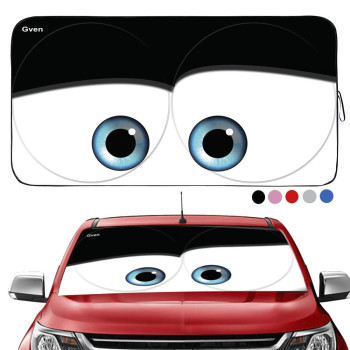 Gven Windshield Sun Shade, Car Sun Shade for Front Window Funny Car Eyes Sunshades Sun Visor Protector Blocks UV Rays Foldable 210T Keep Your Vehicle (Eyes-Black, Standard)