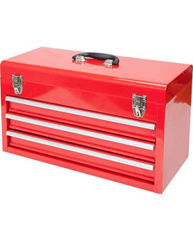 Big Red Antbd133Xb Torin 20 Portable 3 Drawer Steel Tool Box With Metal Latch Closure Red