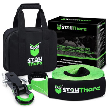 Stay There Heavy Duty Recovery Kit with Hitch Receiver: 3 x30' (35,000 lbs) Heavy Duty Snatch Strap +2 Shackle Hitch Receiver + 3/4 HD Shackles (1pcs) with Isolator +Storage Bag