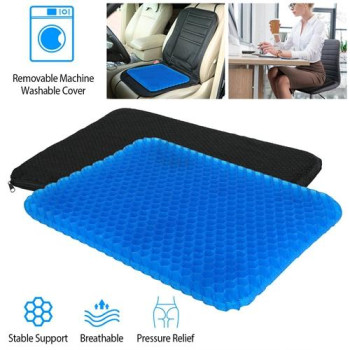 Gel Seat Cushion Non-Slip Breathable Honeycomb Sitting Cushion Pressure Relief Back Tailbone Pain Cushion Pad w/ Cover For Car Office Chair Classroom Travel