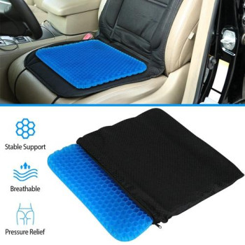 Gel Seat Cushion Non-Slip Breathable Honeycomb Sitting Cushion Pressure Relief Back Tailbone Pain Cushion Pad w/ Cover For Car Office Chair Classroom Travel